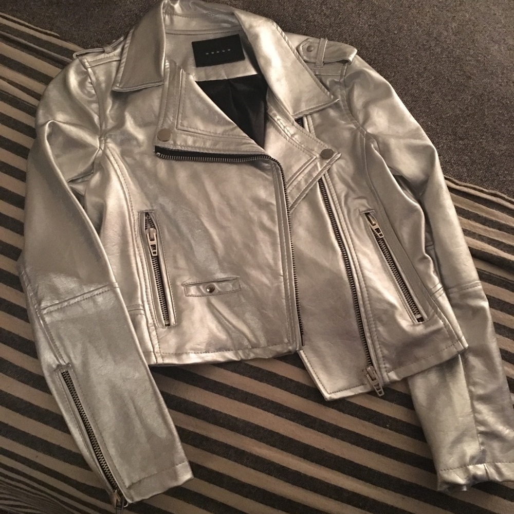 Blank NYC Silver Leather Jacket